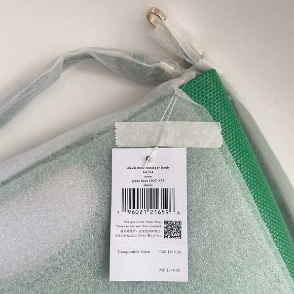 ♠️Kate Spade Alexia Straw Crossbody Clutch Bag, Green Bean NWT - Picture 5 of 5
